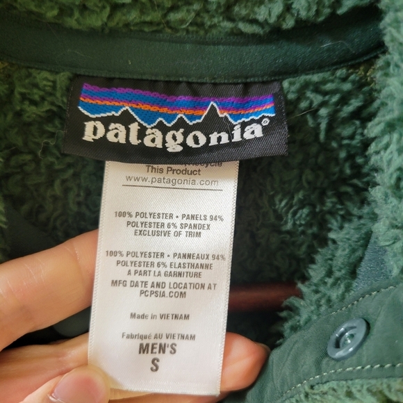 Patagonia sherpa mock neck pullover sweater green  small - Picture 6 of 7